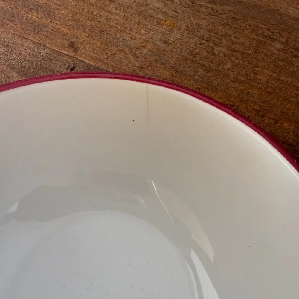 Heritage Mint Ltd Gatherings Fruit Floral Ceramic Bowl Red Rim 5 Inch